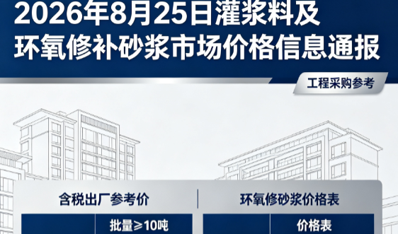 黄平2026年8月25日灌浆料及环氧修补砂浆市场价格信息通报
